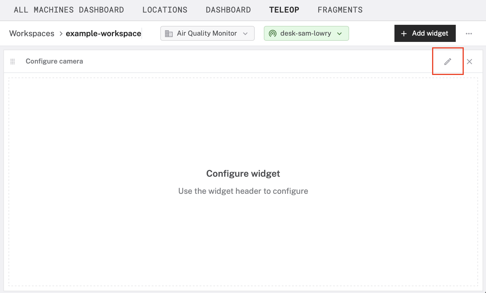 Click the pencil icon to configure your widget.